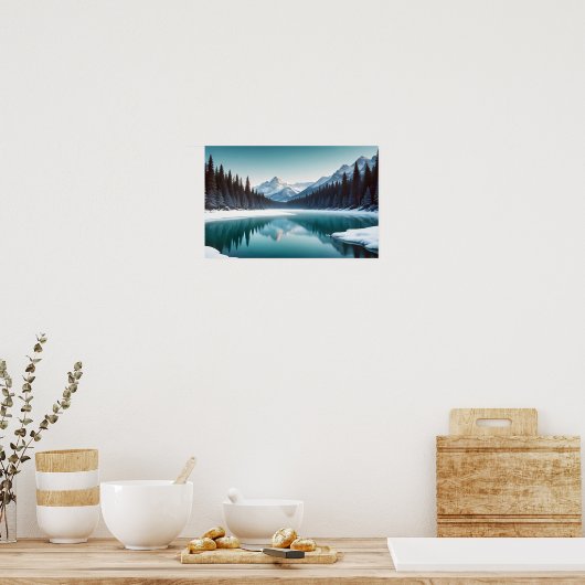 Panoramisch Landschap Bergen Lake Natuur rustig Poster (Keuken)