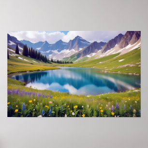 Panoramisch landschap Bergen pittoreske Natuur Poster