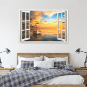 Panoramisch landschap door de verlichting van het  canvas afdruk (Insitu (Slaapkamer))