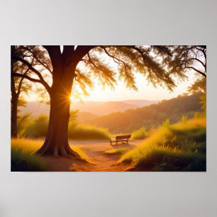 Panoramisch landschap Sunset Natuur Rustig landsch Poster