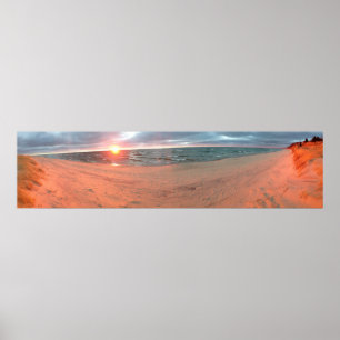 Panoramisch meer Michigan Sunset Poster