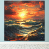 Panoramisch Strand Zonsondergang Golden Natuur Glo Canvas Afdruk (Insitu (Houten vloer))