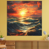 Panoramisch Strand Zonsondergang Golden Natuur Glo Canvas Afdruk (Insitu (Woonkamer))