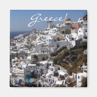 Panoramisch uitzicht Oia, Griekenland Magneet