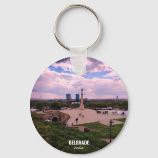 Panoramisch uitzicht op Belgrado vanuit Kalemegdan Sleutelhanger