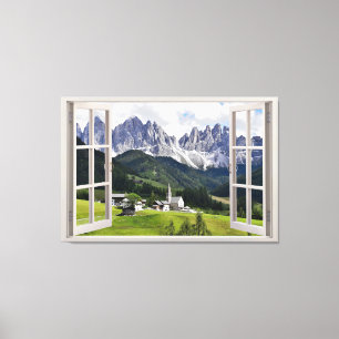 Panoramisch uitzicht van de berg van uw huis door canvas afdruk