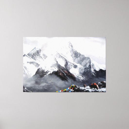 Panoramisch Uitzicht van de Everest Mountain Canvas Afdruk (Voorkant)