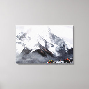 Panoramisch Uitzicht van de Everest Mountain Canvas Afdruk