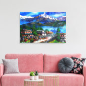 Panoramisch Uitzicht van de Everest Mountain Nepal Canvas Afdruk (Insitu (Woonkamer))
