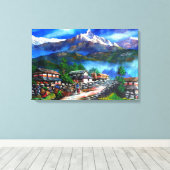Panoramisch Uitzicht van de Everest Mountain Nepal Canvas Afdruk (Insitu (Houten vloer))