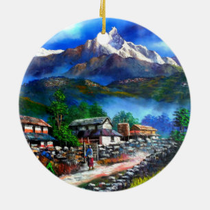Panoramisch Uitzicht van de Everest Mountain Nepal Keramisch Ornament