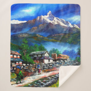 Panoramisch Uitzicht van de Everest Mountain Nepal Sherpa Deken