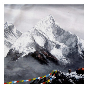 Panoramisch Uitzicht van de Everest Mountain Perfect Poster