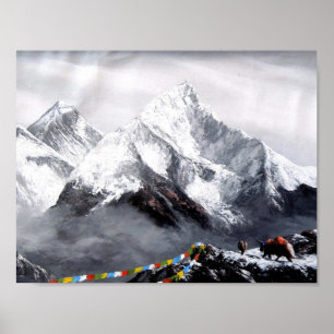 Panoramisch Uitzicht van de Everest Mountain Poster