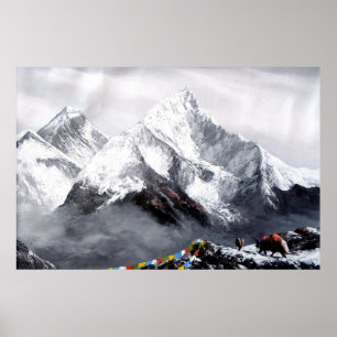 Panoramisch Uitzicht van de Everest Mountain Poster