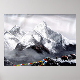 Panoramisch Uitzicht van de Everest Mountain Poster