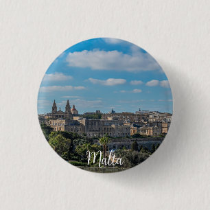 Panoramisch uitzicht van de stad Valletta op Malta Ronde Button 3,2 Cm
