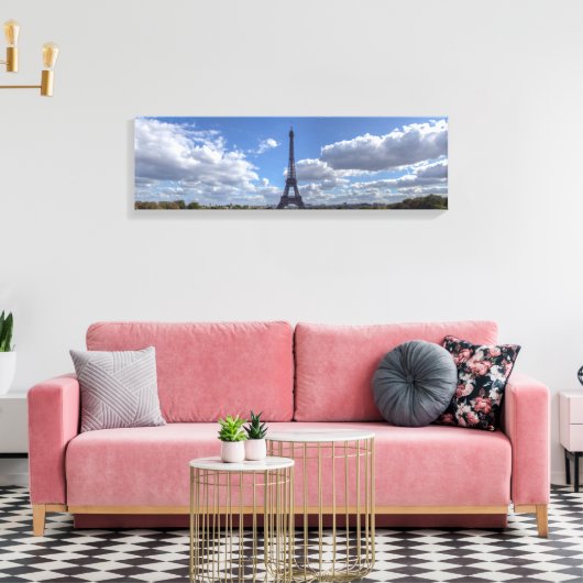 Panoramisch uitzicht van Eiffeltoren uit Trocadero Canvas Afdruk (Insitu (Woonkamer))
