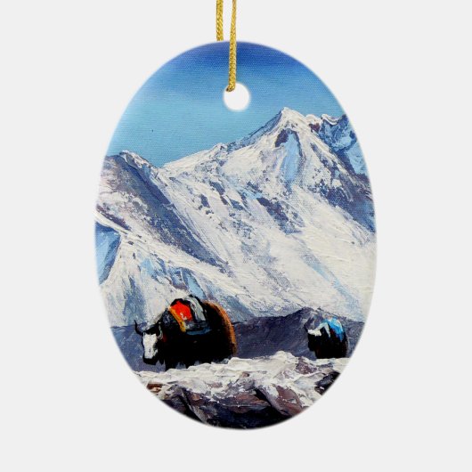 Panoramisch Uitzicht van Everest Mountain Base Cam Keramisch Ornament (Achterkant)