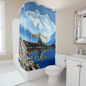 Panoramisch Uitzicht van het Annapurnagebergte Nep Douchegordijn (In situ)