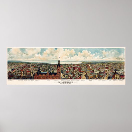 Panoramisch Uitzicht van Milwaukee Wisconsin in 18 Poster (Voorkant)