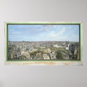 Panoramisch Uitzicht van Parijs naar het noorden, Poster
