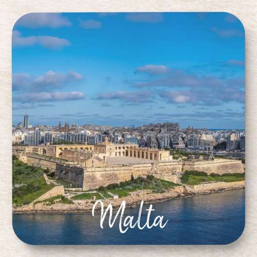 Panoramisch uitzicht van Sliema op Malta Bier Onderzetter (Voorkant)