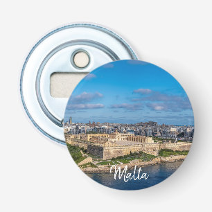 Panoramisch uitzicht van Sliema op Malta Button Flesopener