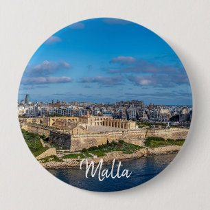 Panoramisch uitzicht van Sliema op Malta Ronde Button 4,0 Cm