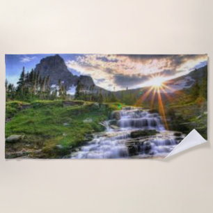 Panoramisch Vier Seizoenen Landschap Natuur Canvas Strandlaken