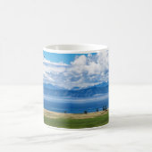 Panoramisch Vista van het Mongoliaanse meer en de Koffiemok (Center)