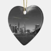 Panoramisch Zwart Wit Brooklyn Keramisch Ornament (Links)