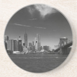 Panoramisch Zwart Wit Brooklyn Zandsteen Onderzetter