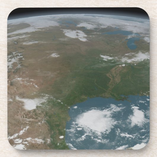 Panoramische planeet Aarde en de VS. 2 Bier Onderzetter (Voorkant)