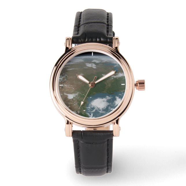 Panoramische planeet Aarde en de VS. 2 Horloge (Voorkant)