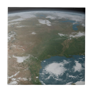 Panoramische planeet Aarde en de VS. 2 Tegeltje