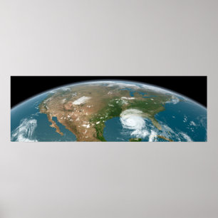 Panoramische planeet Aarde en de VS. Poster