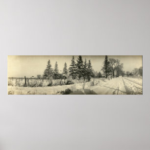 Panoramische Winterscène op Kelleys Island Poster