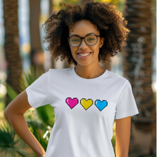 Panseksueel Vlag Pixel Hart T-shirt