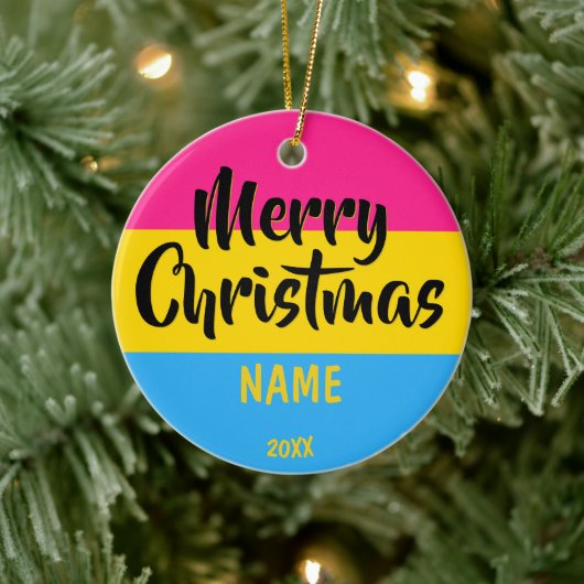 Panseksuele vlag Persoonlijke Kerstmis Keramisch Ornament (Boom)