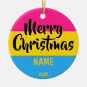 Panseksuele vlag Persoonlijke Kerstmis Keramisch Ornament (Voorkant)