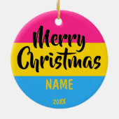 Panseksuele vlag Persoonlijke Kerstmis Keramisch Ornament (Achterkant)