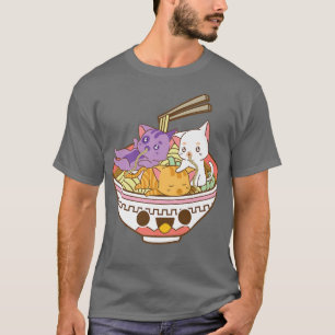 Panseual Anime Ramen T-shirt Japanse katten Noodl