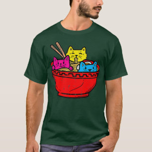 Panseual Kat Ramen Kawaii Japans Voedsel Pan Manne T-shirt
