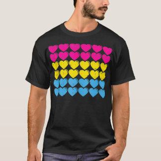 Panseual Pride Flag Hearts Love Cute Pan Flag LGBT T-shirt