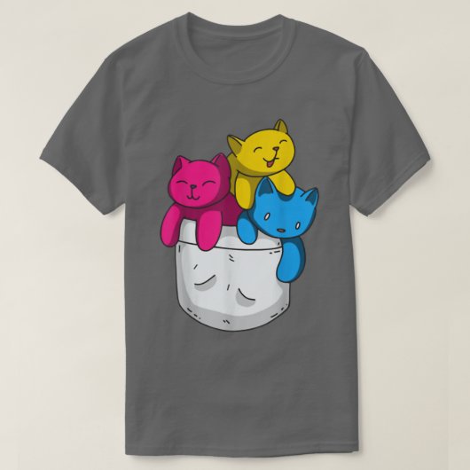 Panseual Pride Funny Kawaii Kitty Cat Pocket Pride T-shirt (Design voorkant)