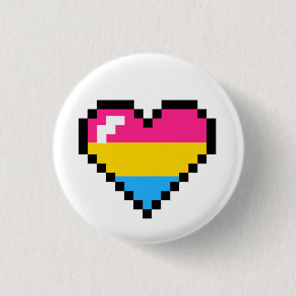 Pansexual 8-bits Retro Pride Heart Ronde Button 3,2 Cm