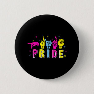 Pansexual ASL Pride Pan Rainbow Gebarentaal Doof Ronde Button 5,7 Cm