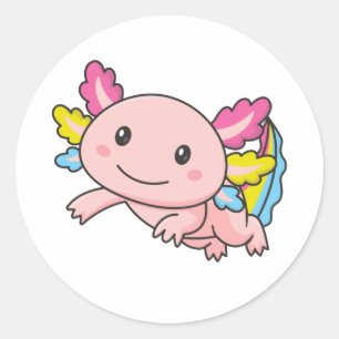 Pansexual Flag June Pride Lgbtq Axolotl Classic Ro Ronde Sticker