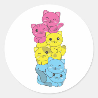 Pansexual Flag Pansexual Pride Lgbtq Cute Cat Clas Ronde Sticker